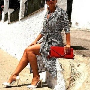 Zara striped shirt wrap dress, NWT, S